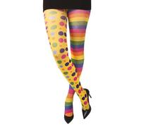 P'tit Clown - 72707 - Collant Opaque Clown Femme - Motifs Rayures et Pois Multicolores - Accessoire Fantaisie pour Déguisement Carnaval, Halloween, Fêtes à thème et Spectacles - Taille Unique