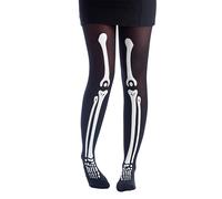 P'tit Clown - 74171 - Collant Halloween Femme - Motifs Effrayants - Squelette - Day of the Dead - Taches de Sang - Chauve-souris - Araignées - Accessoire Déguisement - Fantaisie - Gothique - Horreur