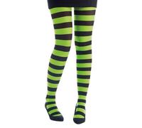 P'tit Clown - 74710 - Collant Opaque Femme - Rayé - Noir, Vert Fluo - Accessoire Fantaisie pour Déguisement Carnaval, Halloween, Fêtes Costumées et Évènements à Thème - Taille Unique