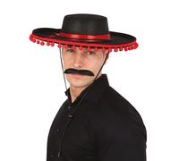 P'tit Clown - 75300 - Chapeau Feutre Espagnol pour Adulte - Taille Unique - Noir/Rouge