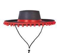 P'tit Clown - 75300 - Chapeau Feutre Espagnol pour Adulte - Taille Unique - Noir/Rouge