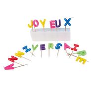 P'TIT CLOWN - 80011 - Bougies Joyeux Anniversaire - 18 Lettres Colorées - Idéal pour Anniversaire Enfants, Décoration de Gâteaux - Multicolore
