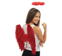 P'TIT Clown - 80163 - Ailes d'ange en Plumes - Angel Wings in Feathers - Accessoire Déguisement Adulte Femme - Cupidon, Messager - Carnaval, Fêtes à Thèmes, Halloween, Cosplay - 50x50 cm - Blanc