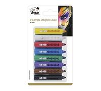 P'TIT CLOWN - 81087 - Crayon Maquillage à l'Eau - Blister de 8 - Make-up - Enfant - Adulte - Peinture Visage - Lavable - Non Toxique - Halloween, Carnaval, Anniversaire, Cosplay, Kermesse