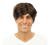 P'TIT CLOWN - 81118 - Perruque Courte avec Raie - Short Cut Wig - Look Nick, Surfeur, Boys Band - Parfait pour Carnaval, Fêtes à Thèmes, Soirées Costumées, Halloween, Manga, Cosplay - Adulte - Brun