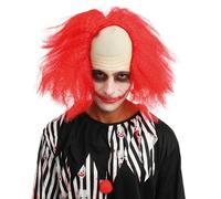 P'TIT CLOWN - 85130 - Perruque Clown Dégarni - Rouge - Cheveux Synthétiques - Parfaite pour Compléter Déguisement d'halloween, Carnaval, Fêtes Costumées et Évènements à Thème - Sans Colle