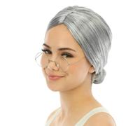 P'TIT CLOWN - 86011 - Perruque Grand-Mère, Mamie avec Chignon - Grandma's Wig - Accessoire de Déguisement - Parfait pour Carnaval, Fêtes à Thèmes, Soirées Costumées - Adulte - Taille Unique