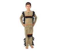 P'TIT CLOWN - 88144 - Déguisement Enfant Luxe Indien - Native American Boy Suit - Costume pour Carnaval, Fêtes et Evènements à Thèmes, Halloween, Soirées Costumées, Anniversaire - Taille 7/9 ans