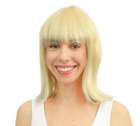 P'TIT CLOWN - 89204 - Perruque Mi-Longue Raide avec Frange - Charleston, Années 20 - Parfait pour Carnaval, Fêtes à Thèmes, Soirées Costumées, Nouvel An, Halloween - Cheveux Synthétiques - Blond