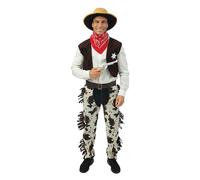 P'TIT CLOWN - 89254 - Costume Cowboy - Déguisement Western Homme - Parfait pour Carnaval, Fêtes Costumées et Évènements à Thème - Polyester - Marron - Taille S/M