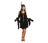 P'TIT CLOWN - 90261 - Déguisement Adulte Robe Charleston Femme - Garçonne, Années 20, Vintage, Flapper - Carnaval, Nouvel An, Fêtes Costumées et Évènements à Thème - Polyester - Noir - Taille L/XL