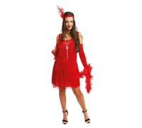 P'TIT CLOWN - 90265 - Déguisement Adulte Robe Charleston Femme - Garçonne, Années 20, Vintage, Flapper - Carnaval, Nouvel An, Fêtes Costumées et Évènements à Thème - Polyester - Rouge - Taille S/M