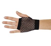 P'tit Clown - 90313 - Mitaines en Résille Courtes Fantaisies - Sans Doigts - Accessoire de Déguisement - Pour Carnaval, Fêtes à Thèmes, Halloween, Nouvel An - Adulte, Taille Unique - Noir - La Paire