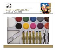 P'TIT Clown - 91012 - Palette de Maquillage Fard Gras - 11 Couleurs - Make-up - Enfant - Adulte - Peinture Visage - Lavable - Non Toxique - Halloween, Carnaval, Anniversaire, Cosplay, Kermesse