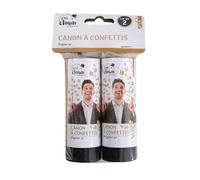 P'TIT CLOWN - 93000 - Canon à Confettis Papier - 11 cm - Lot de 2 - Pour Décoration de Fêtes d'Anniversaires, Nouvel An, Noël, Marriage, EVJF, EVG - Or