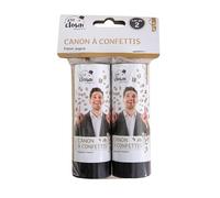 P'TIT CLOWN - 93001 - Canon à Confettis Papier - 11 cm - Lot de 2 - Pour Décoration de Fêtes d'Anniversaires, Nouvel An, Noël, Marriage, EVJF, EVG - Argent