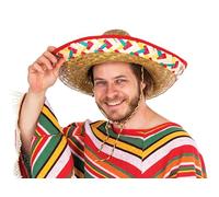 P'TIT CLOWN - 95417 - Sombrero Paille - Chapeau Mexicain Adulte Unisexe - Accessoire de Déguisement Carnaval, Fête à Thème Mexique, Cosplay, Spectacle, Beach Party - Taille Unique - Mutilcolore