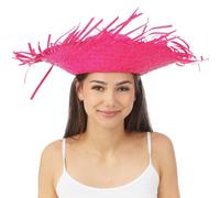 P'TIT CLOWN - 95423 - Chapeau Paille Hawaïen Adulte - Couleur Aléatoire - 38 x 38 x 12
