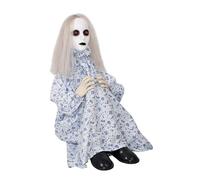 P'tit Clown - 98065 - Automate Halloween Poupée Angoissante à Poser - Animatronique - Animatronic - Décoration Animée, Sonore et Lumineuse - Piles (3xAA) Non incluses - 64 cm