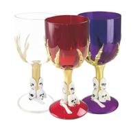 P'tit Clown - 99004 - Verre à Pied Halloween - en Plastique - 17 cm, l'unité - Couleur Aléatoire - Parfait pour Fêtes et Décorations Effrayantes