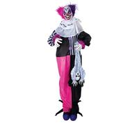 P'TIT CLOWN - Automate Halloween Animé - Animatronique - Animatronics - Sonore et Lumineux - Décoration Effrayante et Réaliste - Piles Non incluses (3xAA) (Clown rose, noir, 170 cm)