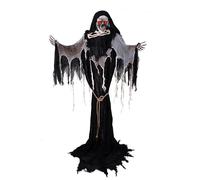 P'tit Clown - Automate Squelette Halloween - Animatronique - Animatronics - Décoration Animée, Sonore, Lumineuse - Fonctionne avec Piles Non incluses (Faucheuse sur Pied, 163 cm)