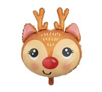 P'TIT CLOWN - Ballon Aluminium Noël - Christmas Foil Balloon - Gonflable à l'Air ou Hélium - Décoration Fête de Noel, Xmas, Photo Props - Renne, Cadeau, Lutin, Santa (Petit renne, 55 x 42 cm)