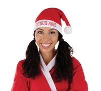 bonnet père noël brodé joyeux noël tissu rouge - ptitclown 19035 Rouge