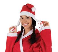 P'TIT CLOWN - Bonnet de Noël - Chapeau du Pere Noel - Christmas Hat - Adulte - Pour Compléter Costume Santa Claus, Mere Noel, Déguisement Fête de Fin d'Année, Xmas - Feutrine - Taille Unique - Rouge