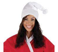 P'TIT CLOWN - Bonnet de Noël en Peluche - Adulte, Unisexe - Parfait pour Compléter Déguisement Fête de Fin d'Année (Argenté, Blanc)