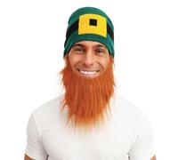 P'TIT CLOWN - Bonnet St Patrick avec Barbe - Accessoires de Déguisement parfait pour les Évènements sur le Thème de l'Irlande - Adulte