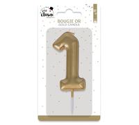 P'TIT CLOWN - Bougie Anniversaire Numérotée - Parfaite pour Décoration Gâteau - Fête Enfant, Adulte, Birthday Party (Or, 1)