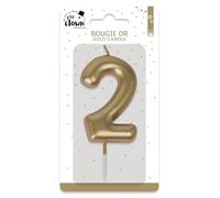 P'TIT CLOWN - Bougie Anniversaire Numérotée - Parfaite pour Décoration Gâteau - Fête Enfant, Adulte, Birthday Party (Or, 2)