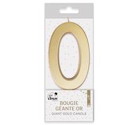 P'TIT CLOWN - Bougie Géante Anniversaire - Bougie Chiffre - Parfaite pour Décoration Gâteau - Fête Enfant, Adulte, Birthday Party - Hauteur : 13 cm - Or (0)