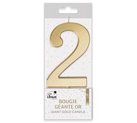 P'TIT CLOWN - Bougie Géante Anniversaire - Bougie Chiffre - Parfaite pour Décoration Gâteau - Fête Enfant, Adulte, Birthday Party - Hauteur : 13 cm - Or (2)