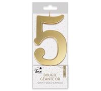 P'TIT CLOWN - Bougie Géante Anniversaire - Bougie Chiffre - Parfaite pour Décoration Gâteau - Fête Enfant, Adulte, Birthday Party - Hauteur : 13 cm - Or (5)