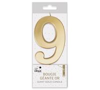 P'TIT CLOWN - Bougie Géante Anniversaire - Bougie Chiffre - Parfaite pour Décoration Gâteau - Fête Enfant, Adulte, Birthday Party - Hauteur : 13 cm - Or (9)
