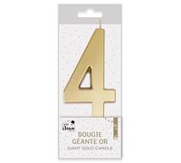 P'TIT CLOWN - Bougie Géante Anniversaire - Bougie Chiffre - Parfaite pour Décoration Gâteau - Fête Enfant, Adulte, Birthday Party - Hauteur : 13 cm - Or (4)