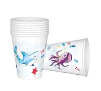 P'tit Clown CAM ET LEON - Accessoires Décoration d’Anniversaire Enfant - Thème Pirates - Assiettes, Gobelets, Serviettes, Confettis, Sachets, Cartes d’Invitation (Gobelet x8)