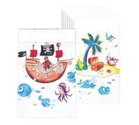 P'tit Clown CAM ET Leon - Accessoires Décoration d’Anniversaire Enfant - Thème Pirates - Assiettes, Gobelets, Serviettes, Confettis, Sachets, Cartes d’Invitation (Sachet x8)