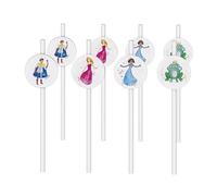 P'tit Clown CAM ET LEON - Accessoires Décoration d’Anniversaire Enfant - Thème Princesses - Assiettes, Gobelets, Serviettes, Confettis, Sachets, Cartes d’Invitation (Paille x8)