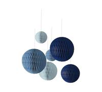 P'tit Clown CAM ET Leon - Accessoires Décoration Festive Bleus - Parfait pour Anniversaire (Boule alvéolé à Suspendre x6, 35 cm, 25 cm, 15 cm)