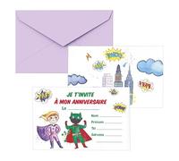 P'tit Clown - Carton invitation - super héros - lot de 8 - ref 22486
