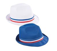 P'TIT CLOWN - Chapeau - Bleu Blanc Rouge - Parfait pour supporter la France lors des Célébrations et Événements Sportifs - Polyester - Plusieurs Modèles (Borsalino ruban)