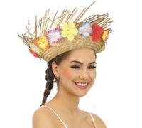 P'TIT CLOWN - Chapeau de Paille Hawaïen - Adulte - Accessoire Déguisement Carnaval, Cosplay, Fête à Thème, Cosplay, Beach Party - Taille Unique