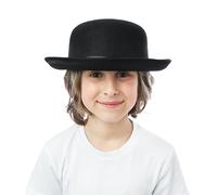 P'TIT CLOWN - Chapeau Feutre Enfant - Unisexe - Accessoire Déguisement, Costume Carnaval, Cosplay, Fête Costumée, Spectacle (Chapeau feutre melon noir)