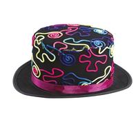 P'TIT CLOWN - Chapeau Humoristique, Drôle - Accessoire de Déguisement Adulte - Pour Carnaval, Fêtes à Thèmes, Cosplay - Multicolore - Adulte - Unisexe (Chapeau haut de forme - multicolore fluo)