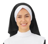 P'TIT CLOWN - Coiffe Nonne - Adulte - Accessoire de Déguisement Religieuse, Bonne Soeur - Parfait pour Carnaval, Halloween, Cosplay, Fêtes Costumées, Soirées à Thème - Taille Unique - Noir