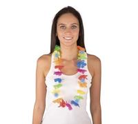 Generique Collier de fleurs hawaïen Multicolore lumineux – Déguisement Soirée