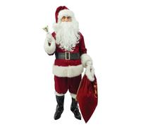 P'TIT CLOWN - Costume de Père Noël Luxe - Déguisement Santa Claus Effet Velours - Tenue Pere Noel Complète pour Fête de Fin d'Année, Christmas - Rouge (XXL)